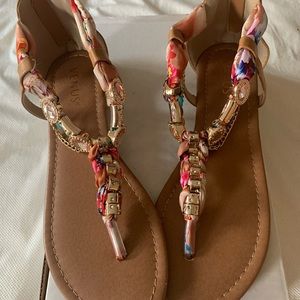 Embellished rope sandals